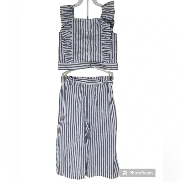 Rare Editions Two Piece Matching Set Linen Blend Little Girls Outfit - Picture 2 of 7